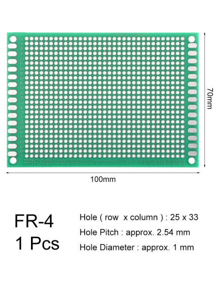 Placa PCB Doble Cara 7x10cm uxcell para Proyectos Electrónicos Placa PCB Doble Cara 7x10cm uxcell para Proyectos Electrónicos
