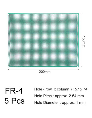 Placa PCB Doble Lado 15x20cm uxcell para Proyectos Electrónicos