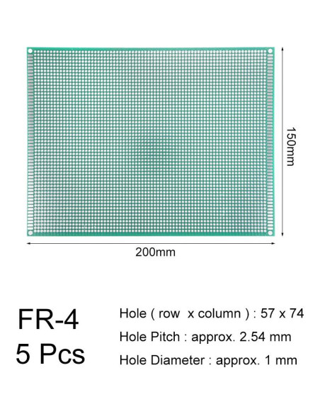 Placa PCB Doble Lado 15x20cm uxcell para Proyectos Electrónicos Placa PCB Doble Lado 15x20cm uxcell para Proyectos Electrónicos