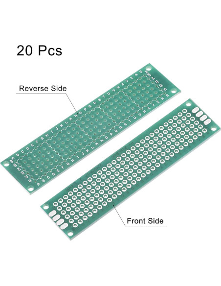 Placas de Prototipado PCB MECCANIXITY 20x80mm Paquete de 20 Placas de Prototipado PCB MECCANIXITY 20x80mm Paquete de 20