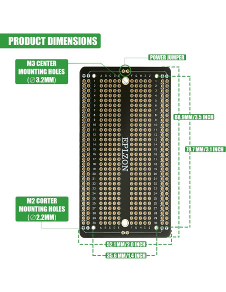 10 Pcs Placa de Circuito Impreso Soldable EPLZON 88.9x52.1mm Negra 10 Pcs Placa de Circuito Impreso Soldable EPLZON 88.9x52.1mm Negra