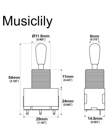 Interruptor de Selección de Pastillas Musiclily Pro 3 Vías Cromo Interruptor de Selección de Pastillas Musiclily Pro 3 Vías Cromo