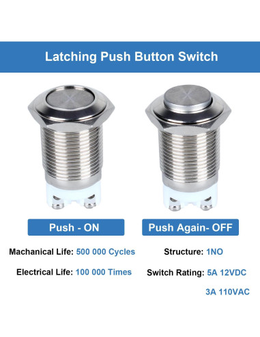 Paquete de 2 Interruptores Metálicos Impermeables DMWD 16mm