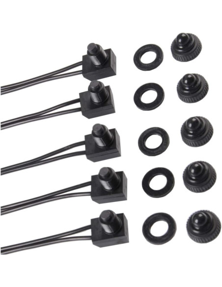 5 Interruptores de Botón Pulsador 12V Quentacy Impermeables 5 Interruptores de Botón Pulsador 12V Quentacy Impermeables