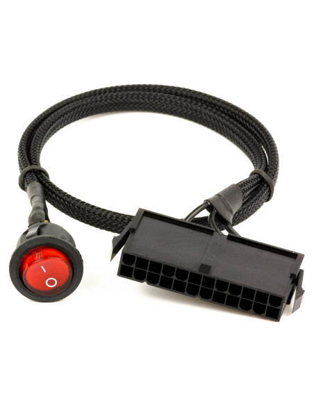 Cable de Salto ATX 24 Pines CRJ con Interruptor LED Rojo 60cm Cable de Salto ATX 24 Pines CRJ con Interruptor LED Rojo 60cm