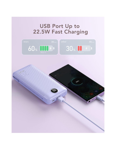 Cargador Portátil VRURC 20000mAh Carga Rápida USB C 4 Salidas