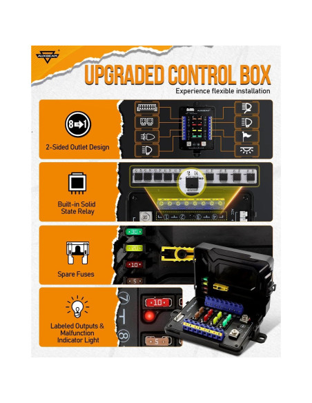 Panel de Interruptores Auxbeam RB80 RGB 8 Gang 60A Impermeable Panel de Interruptores Auxbeam RB80 RGB 8 Gang 60A Impermeable