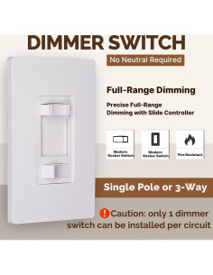 Interruptor Regulable MOES 600W LED/CFL/Incandescente Blanco 2