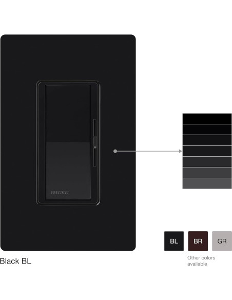 Interruptor Regulador Lutron Diva LED+ 150W Negro Dimmable Interruptor Regulador Lutron Diva LED+ 150W Negro Dimmable