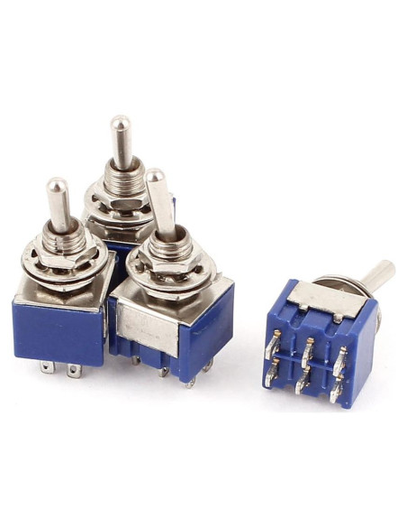 Interruptor de Palanca DPDT uxcell 6 Pines 2 Posiciones 6A 125V Interruptor de Palanca DPDT uxcell 6 Pines 2 Posiciones 6A 125V