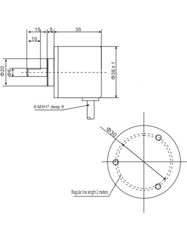 Encoder Rotativo Incremental 600P/R DC 5-24V Eje 6mm Óptico