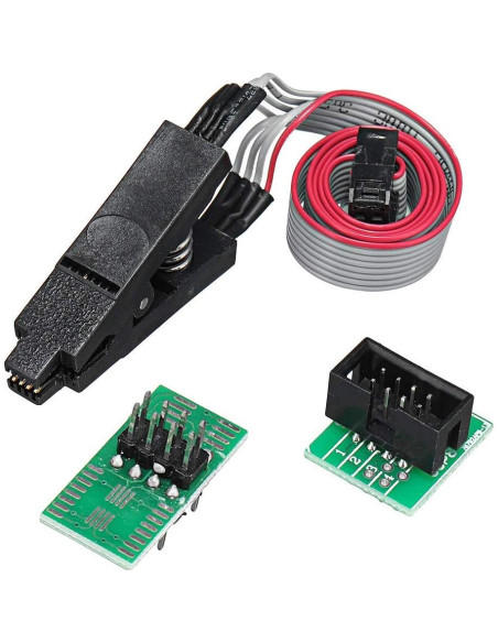 Programador USB CH341A + Clip SOIC8 + Adaptadores 1.8V y DIP8 Programador USB CH341A + Clip SOIC8 + Adaptadores 1.8V y DIP8