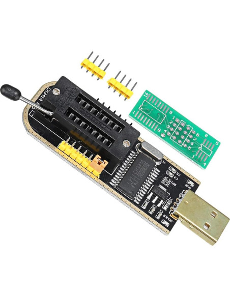 Programador USB CH341A + Clip SOIC8 + Adaptadores 1.8V y DIP8 Programador USB CH341A + Clip SOIC8 + Adaptadores 1.8V y DIP8