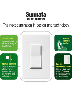 Interruptor Regulable Táctil Lutron Sunnata LED+ Blanco 3 Vías 2