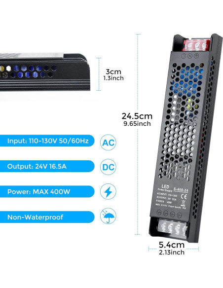 Fuente de Alimentación LED 24V 400W LEDMaker - 16.5A Fuente de Alimentación LED 24V 400W LEDMaker - 16.5A
