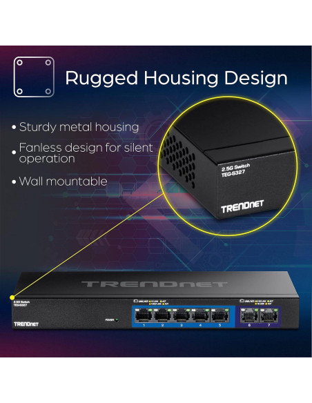 Switch Ethernet Multi-Gig TRENDnet TEG-S327 7 Puertos 2.5G Switch Ethernet Multi-Gig TRENDnet TEG-S327 7 Puertos 2.5G