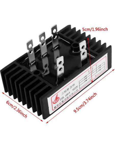 Rectificador de puente completo 100A 1600V 3 fases Walfront Rectificador de puente completo 100A 1600V 3 fases Walfront