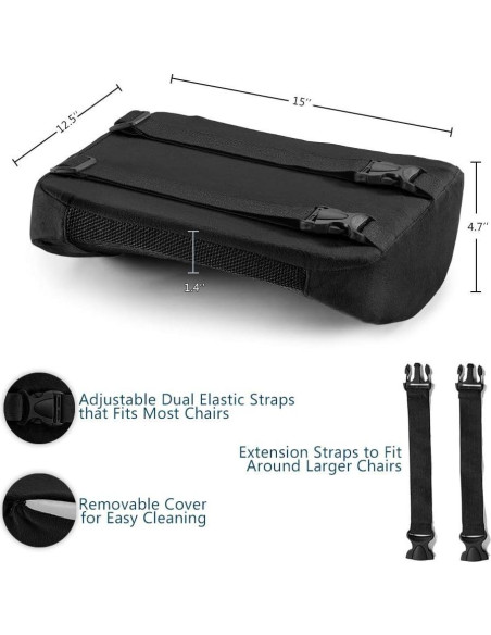 Cojín Lumbar CojiLife Espuma Viscoelástica Ajustable Negro Cojín Lumbar CojiLife Espuma Viscoelástica Ajustable Negro