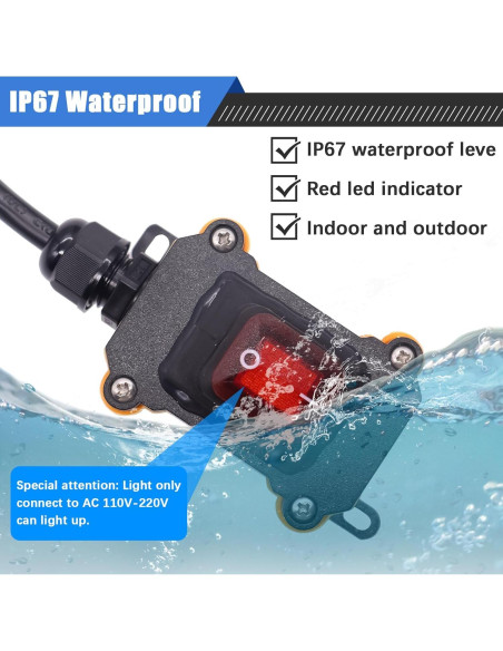 Interruptor de Cable Inline mxuteuk 4 Pies 18AWG IP67 Rojo Interruptor de Cable Inline mxuteuk 4 Pies 18AWG IP67 Rojo