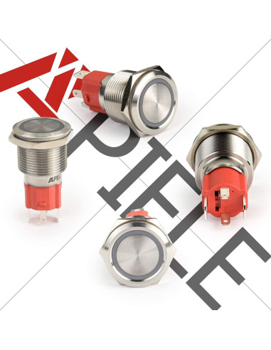 Interruptor Momentáneo LED 10A 19mm APIELE Acero Inoxidable Azul