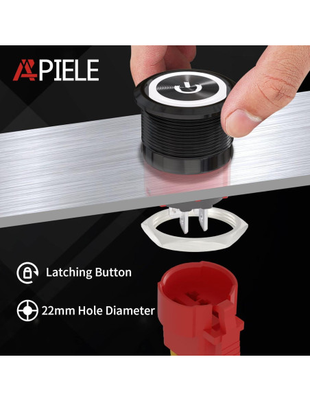 Interruptor Pulsador Metal 22mm APIELE 12V 10A IP65 Negro-Rojo Interruptor Pulsador Metal 22mm APIELE 12V 10A IP65 Negro-Rojo