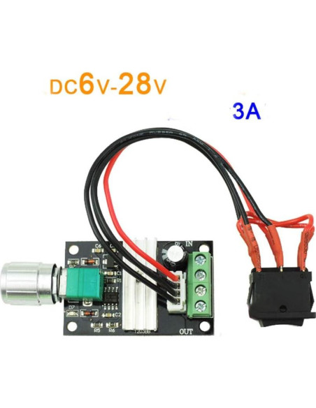 Controlador de Velocidad de Motor DC Tatoko 1203BB 6-28V 3A Controlador de Velocidad de Motor DC Tatoko 1203BB 6-28V 3A