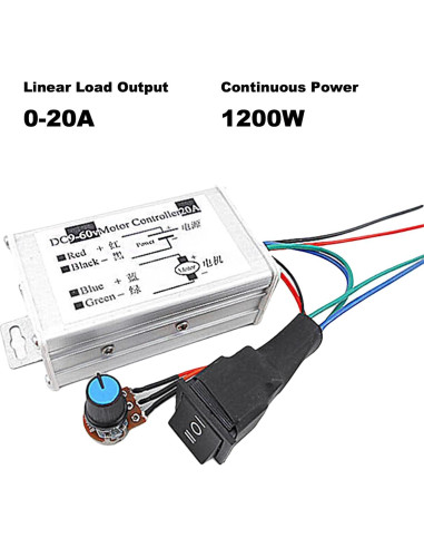 Controlador de Velocidad Motor CC 9-60V 20A 1200W PWM VQP
