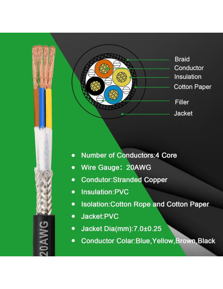 Cable Blindado 4 Conductores 20 AWG MOOKEERF 30.48m Cobre Puro Cable Blindado 4 Conductores 20 AWG MOOKEERF 30.48m Cobre Puro