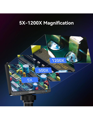 Microscopio Digital TOMLOV DM9 12MP 1080P 1200X Plata