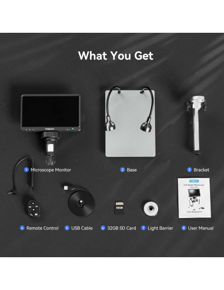 Microscopio Digital TOMLOV DM9 12MP 1080P 1200X Plata Microscopio Digital TOMLOV DM9 12MP 1080P 1200X Plata