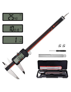 Calibre Digital HARDELL 20.32 cm con Pantalla LCD y Acero Inoxidable