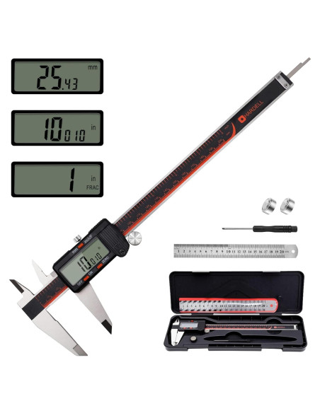 Calibre Digital HARDELL 20.32 cm con Pantalla LCD y Acero Inoxidable Calibre Digital HARDELL 20.32 cm con Pantalla LCD y Acero Inoxidable