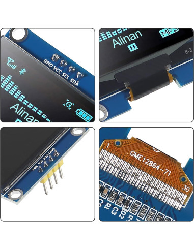 Módulo Pantalla OLED I2C 128x64 Alinan Azul 1.3"