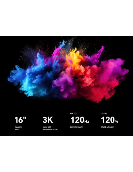 Monitor Portátil OLED MAGEX 16" 3K 2880x1800 120Hz USB-C Monitor Portátil OLED MAGEX 16" 3K 2880x1800 120Hz USB-C