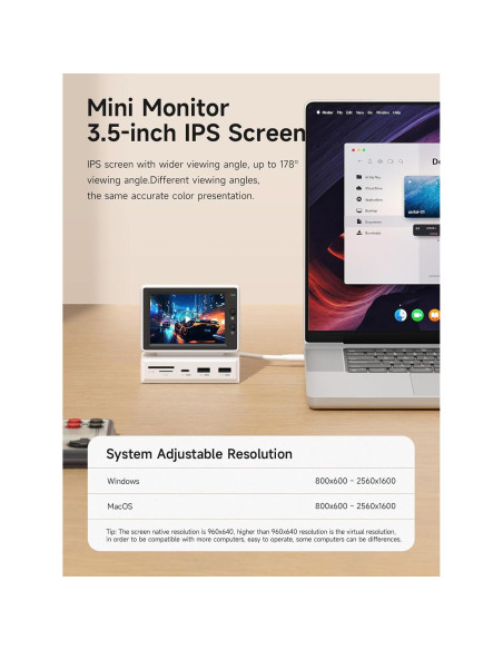 Hagibis Pantalla Mini IPS 3.5" 960x640 con Hub USB-C Hagibis Pantalla Mini IPS 3.5" 960x640 con Hub USB-C