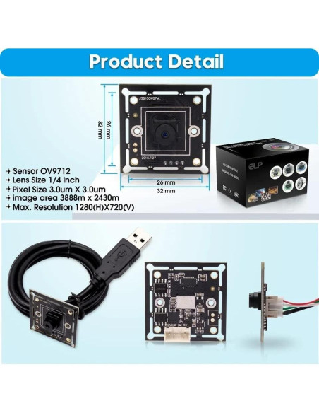Cámara USB ELP 720p Mini 120 HD para PC con Cable 1m Cámara USB ELP 720p Mini 120 HD para PC con Cable 1m