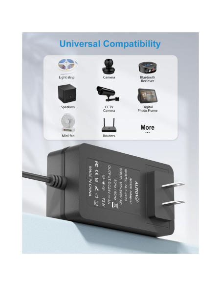 Fuente de Alimentación 24V 3A ALITOVE Adaptador 72W DC Fuente de Alimentación 24V 3A ALITOVE Adaptador 72W DC