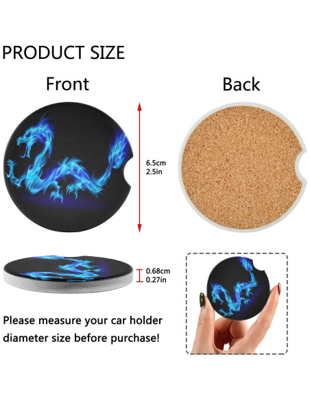 Coaster de Coche AUUXVA 2 Piezas Cerámico Absorbente 6.5cm Coaster de Coche AUUXVA 2 Piezas Cerámico Absorbente 6.5cm