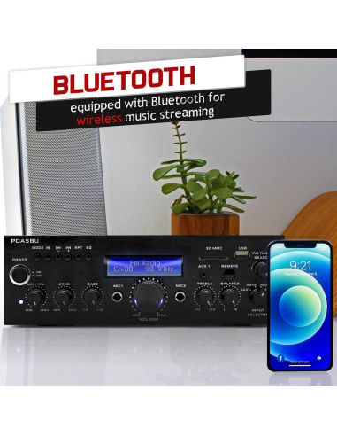 Amplificador Estéreo Bluetooth Pyle PDA5BU.5 200W USB AUX FM
