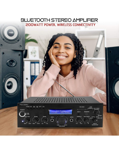 Amplificador Estéreo Bluetooth Pyle PDA5BU.5 200W USB AUX FM