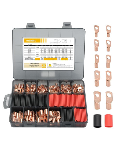 Terminales de Cobre Engrosados DTLDZSC 160 Pcs AWG 2-12