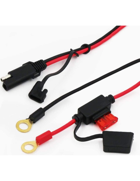 6 Pack Cable SAE a Anillo Terminal 0.61m 16AWG con Fusible 10A 6 Pack Cable SAE a Anillo Terminal 0.61m 16AWG con Fusible 10A