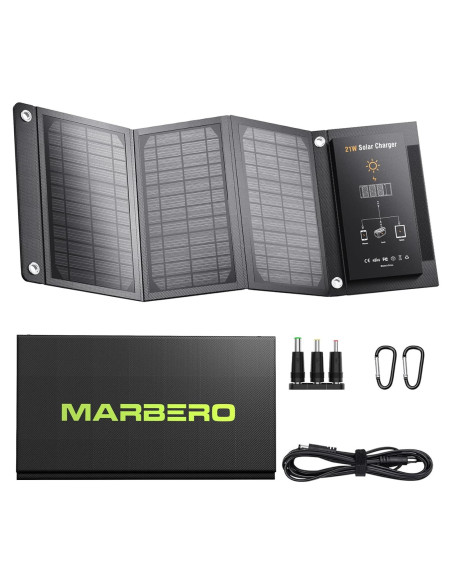 Panel Solar Plegable MARBERO 21W Cargador USB Impermeable Panel Solar Plegable MARBERO 21W Cargador USB Impermeable