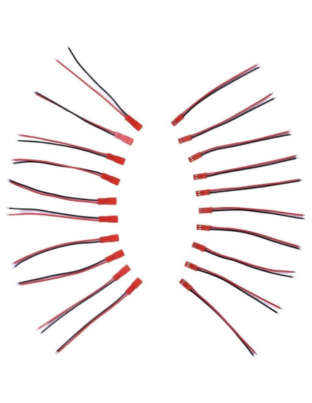 Conectores JST 2 Pines RGBZONE 20 Pares 100mm para LED Conectores JST 2 Pines RGBZONE 20 Pares 100mm para LED
