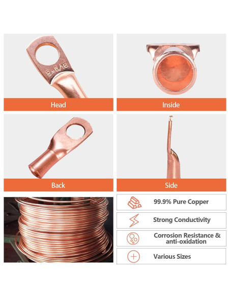 Conectores de terminal de batería Paoicole 8 AWG con tubos termocontraíbles Conectores de terminal de batería Paoicole 8 AWG con tubos termocontraíbles