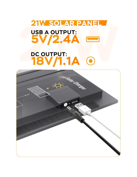 Panel Solar Plegable MARBERO 21W Cargador USB Impermeable Panel Solar Plegable MARBERO 21W Cargador USB Impermeable