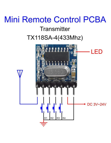 Módulo RF Inalámbrico QIACHIP 433Mhz Receptor y Transmisor 4 Canales