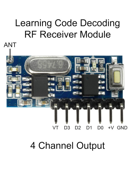 Módulo RF Inalámbrico QIACHIP 433Mhz Receptor y Transmisor 4 Canales Módulo RF Inalámbrico QIACHIP 433Mhz Receptor y Transmisor 4 Canales