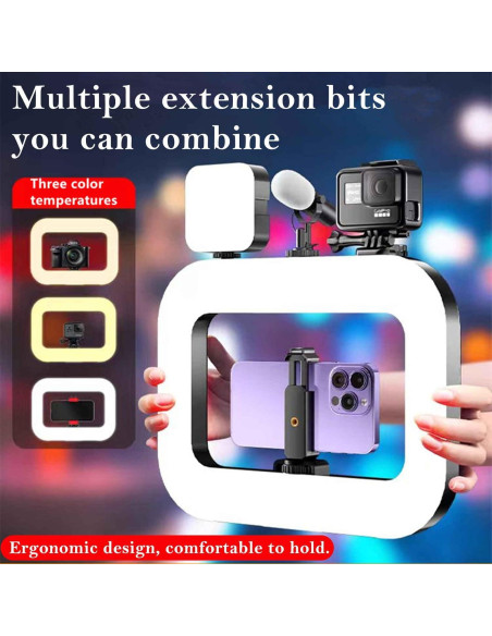 Rig de Video QYPENT YM200 RGB con Luz de Anillo LED 8000mAh Rig de Video QYPENT YM200 RGB con Luz de Anillo LED 8000mAh
