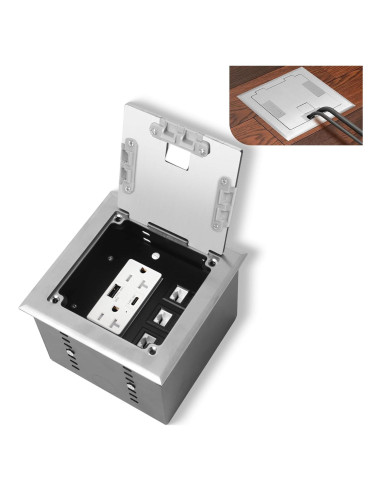 Kit Enchufe Oculto Empotrado KYHSHJ 20A USB-A y USB-C Plata